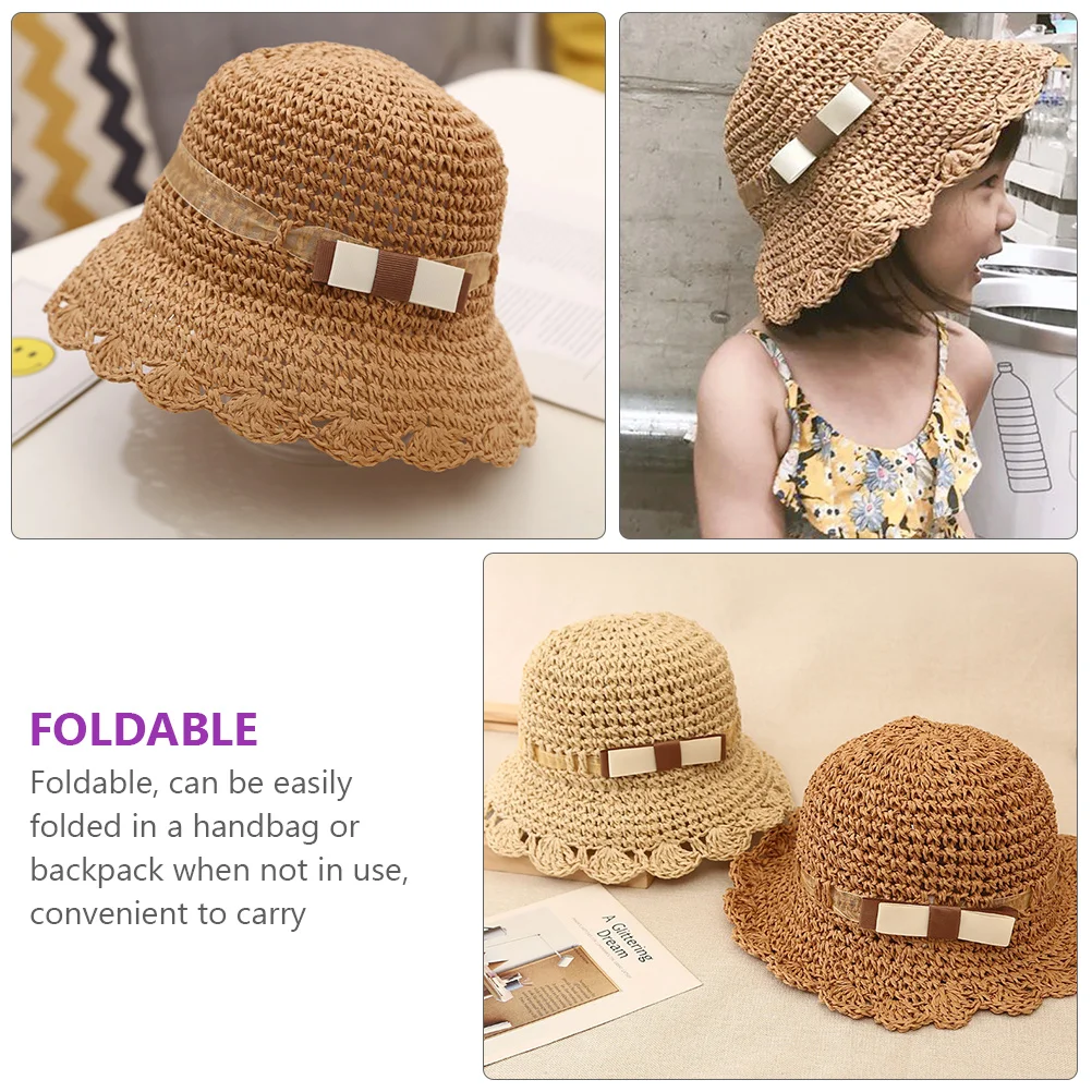 

1pc Children's Sun Protection Fisherman Hat Summer Lightweight Breathable Foldable Baby Straw Sun Hat for Spring Kids Khaki Cap