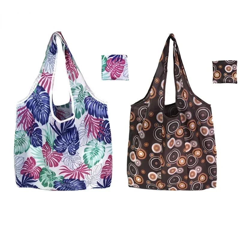 Nova moda floral dobrável saco de compras tote viagem eco reutilizável sacos de compras portátil ombro sacos de compras bolsa de armazenamento