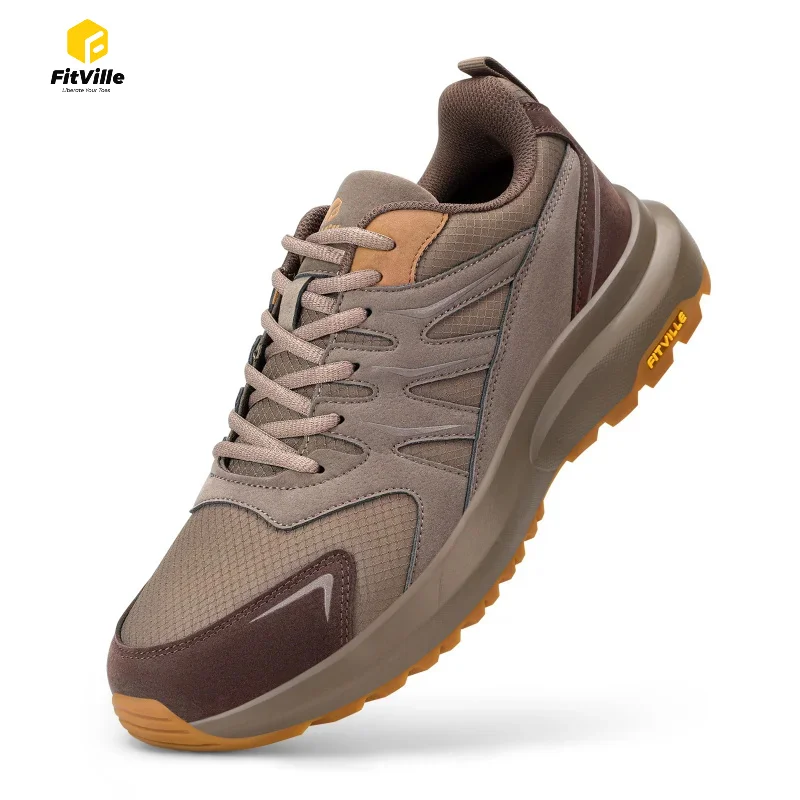 FitVille Extra Wide Sneakers For Men Hiking Walking Shoes Wide Toe Box Lightweight Running Shoe For Flat Feet With Arch Support
