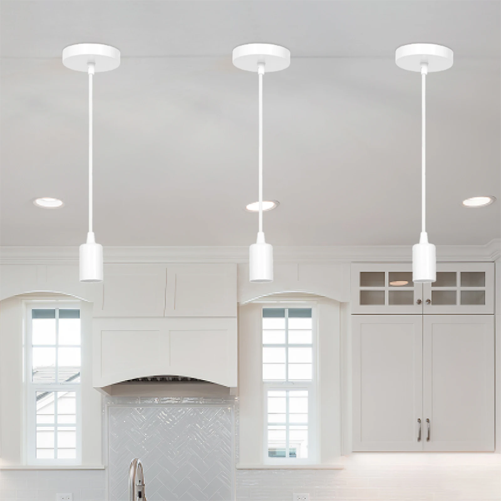 

Retro Pendant Light PVC High Gloss Industrial Hanging Lamp Fixture for Living Room Dining Kitchen Bedroom Bathroom