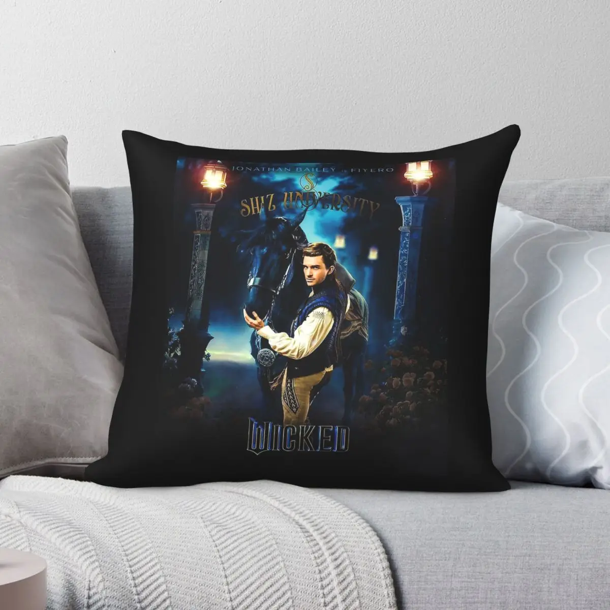 Jonathan Bailey Shiz University Wicked Square Pillowcase Polyester Linen Velvet Pattern Decorative Bed Cushion Cover Wholesale