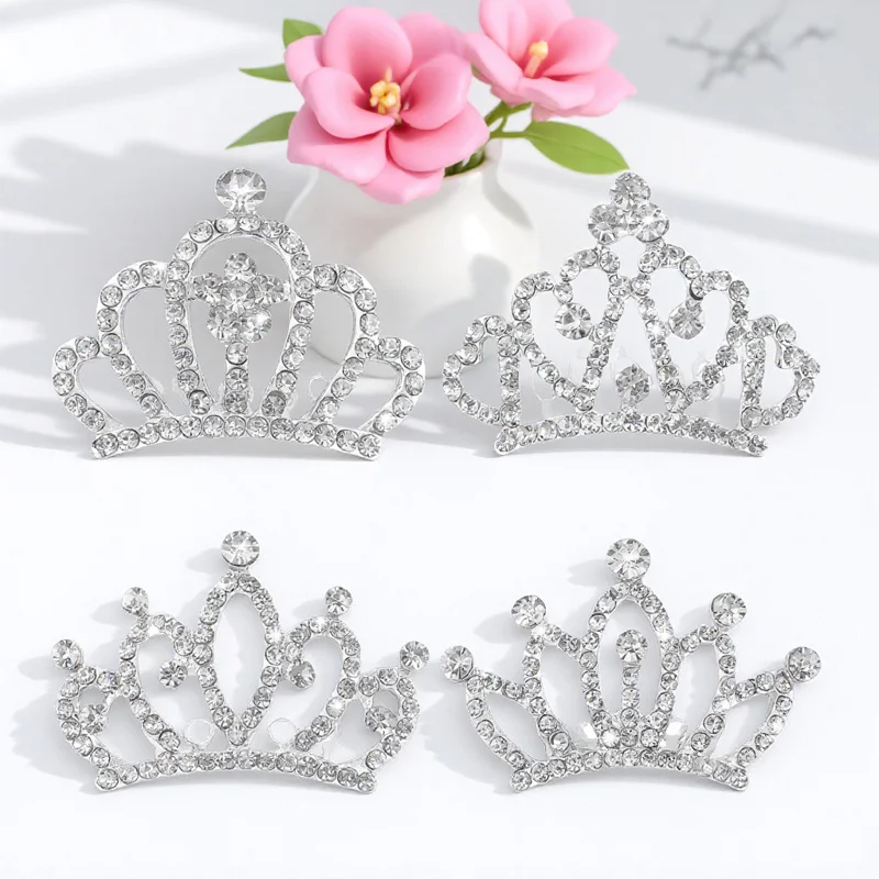 

4pcs Princess Crown Comb Silver Rhinestone Hairpiece Party Headdress Bride Accessories Birthday Wedding Photography