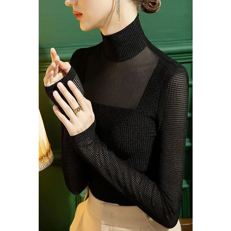 

Autumn Winter New High-necked Bottoming Shirts Women's Sexy Outer Wear Tight-fitting and Slim-fitting Inner Tops