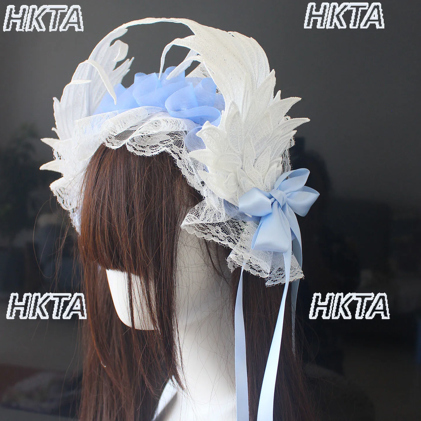 Kawaii 귀여운 미적 날개 꽃 머리띠 여자 여자 깃털 수제 로리타 작은 헤어 액세서리 클립 Y2k 코스프레 머리띠