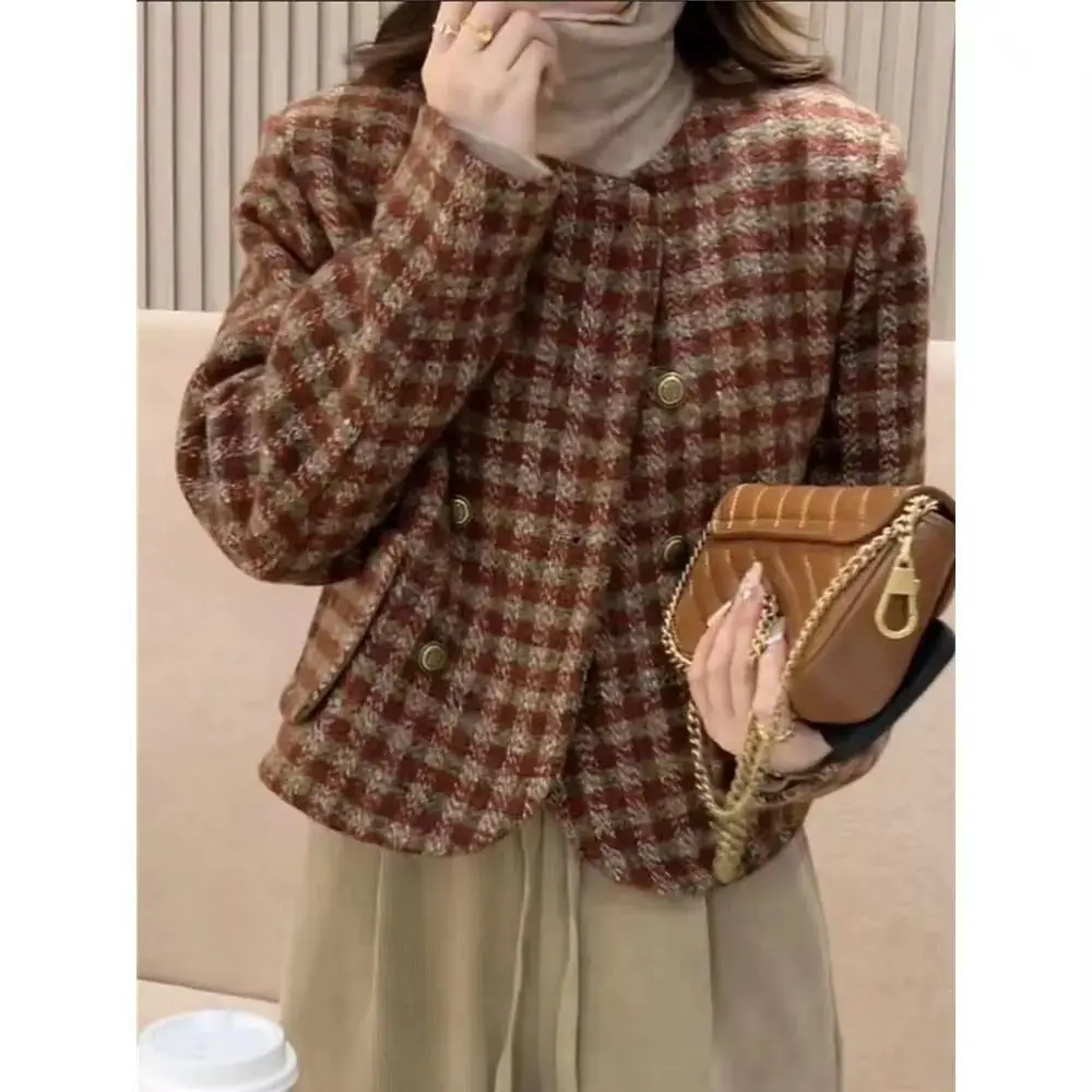 

Женское короткое пальто с круглым вырезом, свободный Универсальный Топ с длинным рукавом, в французском стиле, весна-осень 2024