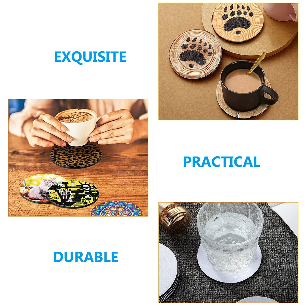 

24Pcs Round Sublimation Blank Coasters Heat Transfer Cup Mats DIY Thermal Transfer Coasters Anti-Scald Table Pads for Dining