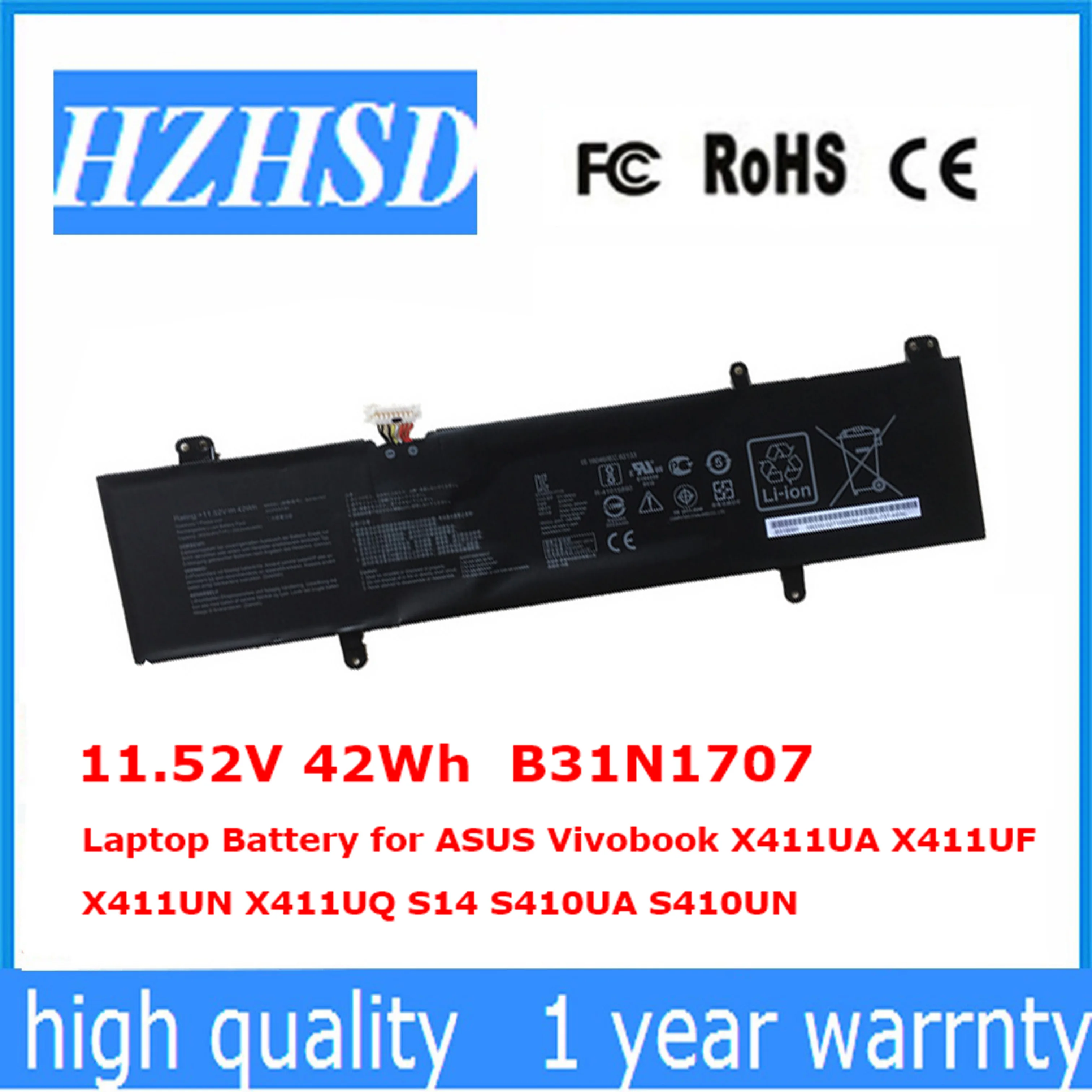 11.52v 42Wh B31N1707 asus vivobook X411UA X411UF X411UN X411UQ S14 S410UA S410UN