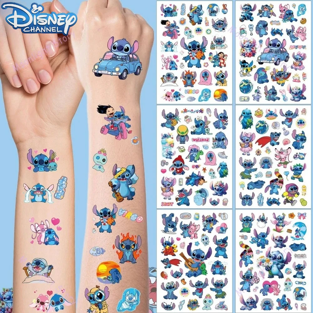 Stickers Cartoon Characters Cute Stitch Temporary Tattoos for Kids Birthday Themed Party Supplies Decoration Favors Sticker