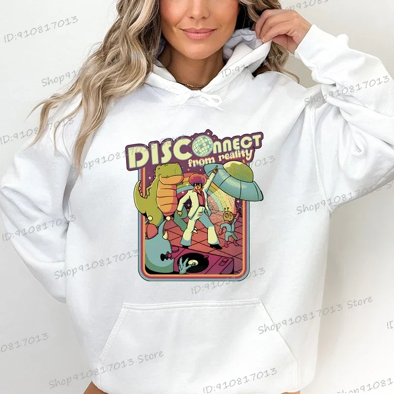 Women Anime Trend Hoodies Funny Dinosaur Alien UFO Graphic Y2K Sudaderas Ladies Cartoon Fashion Sweatshirts Casual Animal Hooded