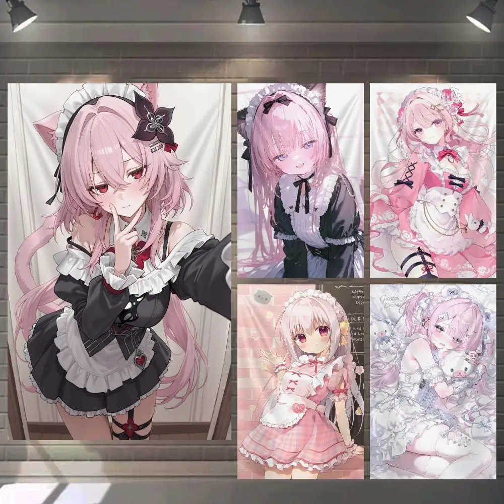 Cute Anime Maid Tapestry Microfiber Background Art Decor For Bedroom Living Room Bar Garden Outdoor Festival Wall Deco