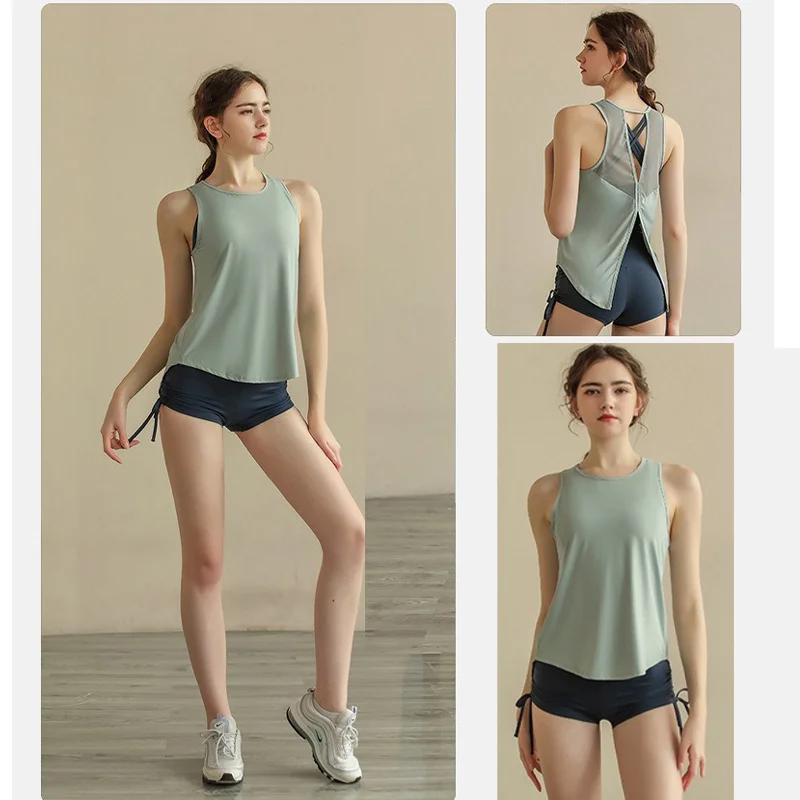 Aiithuug Summer Mesh Breathable Back Cutout Back Workout Tank Open Back Running Sleeveless Loose Fit Gym Jogging Tops Quick Dry