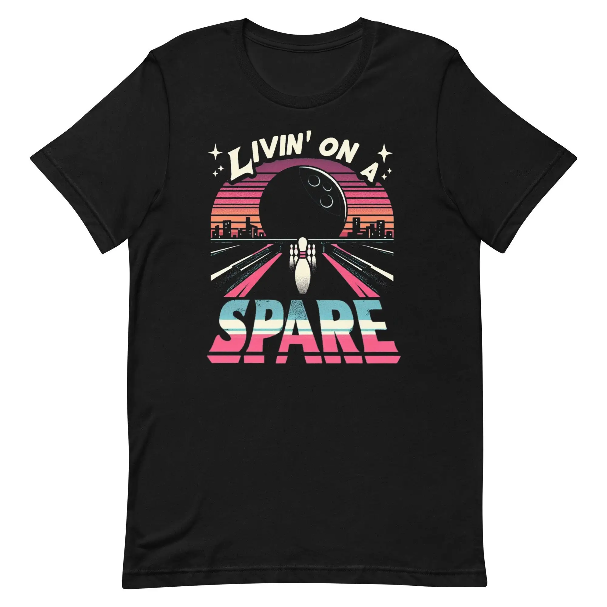 Livin On A Spare Ten Pin Funny Bowling T Shirt