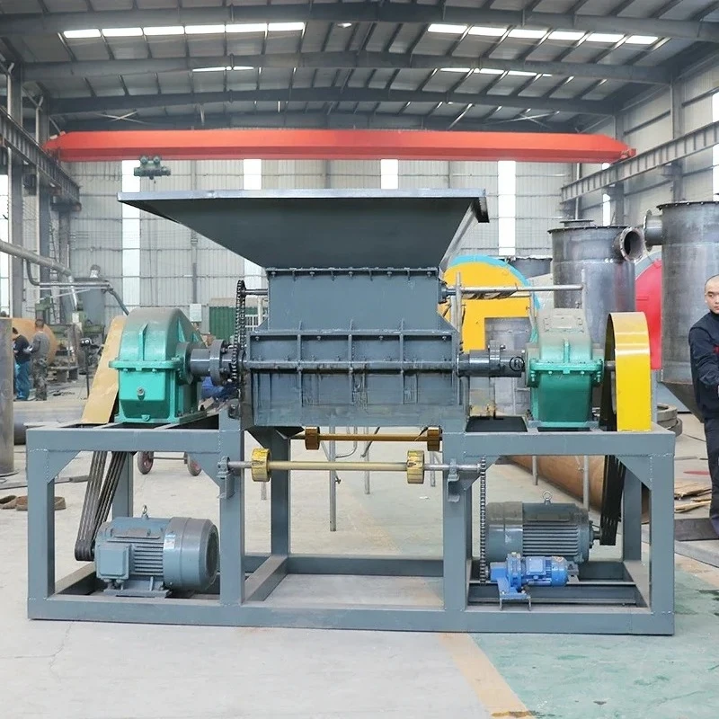 Double shaft blue drum scrap large plastic shredder machine solid organic waste shredder crusher machine