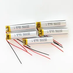 5x3.7V 250mAh litowo-polimerowy Li-Po akumulator i komórki 601045 dla Mp3 GPS zestaw słuchawkowy Bluetooth inteligentny zegarek