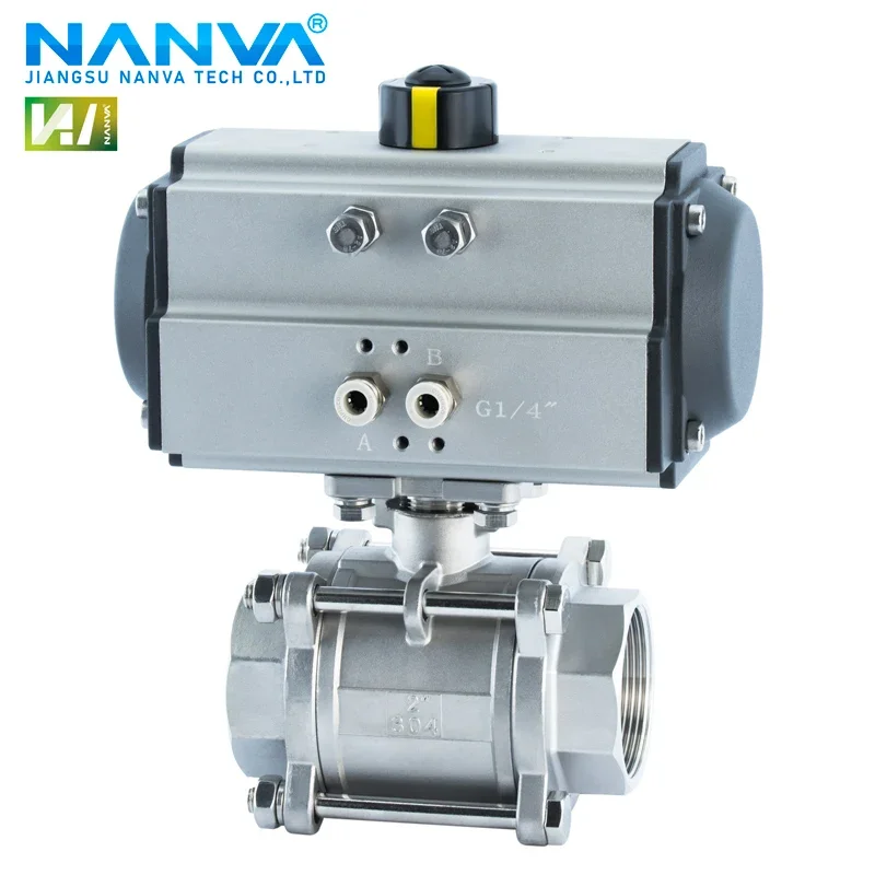 South valve Q611F-16P pneumatic 304 stainless steel three piece threaded ball valve DN1520253405065