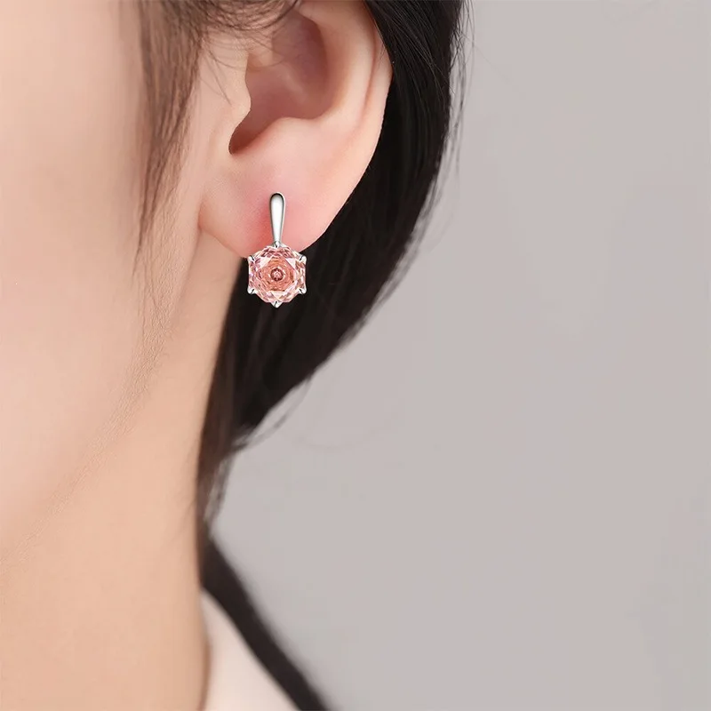 925 Sterling Silber Stilvolle Einfache Rosenschliff Hochkarätige Diamant-Damenohrringe Ohrclips Geburtstagsgeschenk – Detail 4