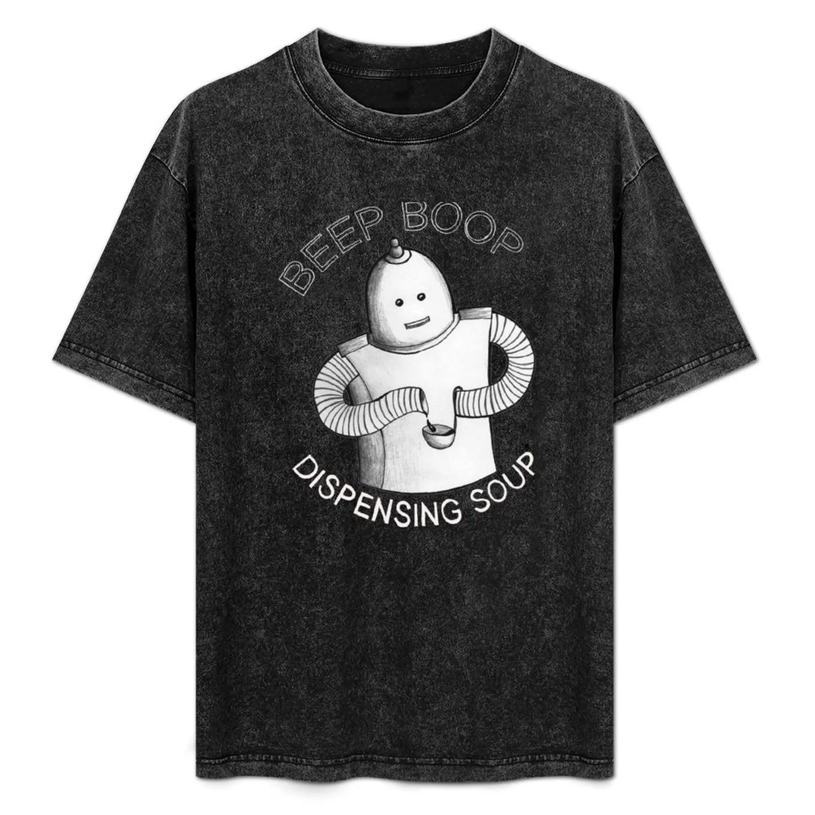 

Beep Boop, Dispensing Soup Robot T-Shirt Regular Fit Plain Tee Shirt
