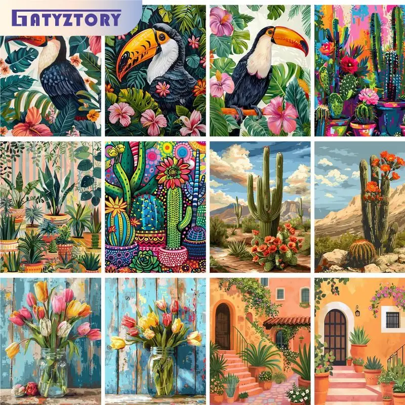 

GATYZTORY 60x75cm Painting By Numbers Handpainted On Canvas Paint By Number Animals For Adults Home Decor DIY Pictur Artwork