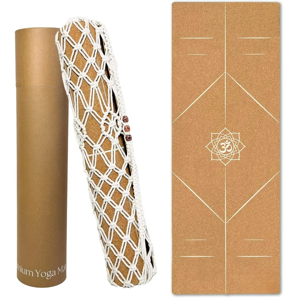 

Cork Yoga Mat With Alignment Lines – Sweat Proof & Non Slip – Non Toxic Eco Yoga Mat Cork & Natural Rubbe.