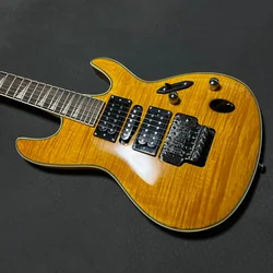 China OEM Custom Cheap Solo Solid Wood 6 Strings Flamed Maple Double Locking Electric Guitar