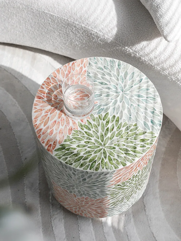 Natural Shell Round Tea Table Balcony Living Room TV Cabinet Sofa Side Coffee Tables furniture