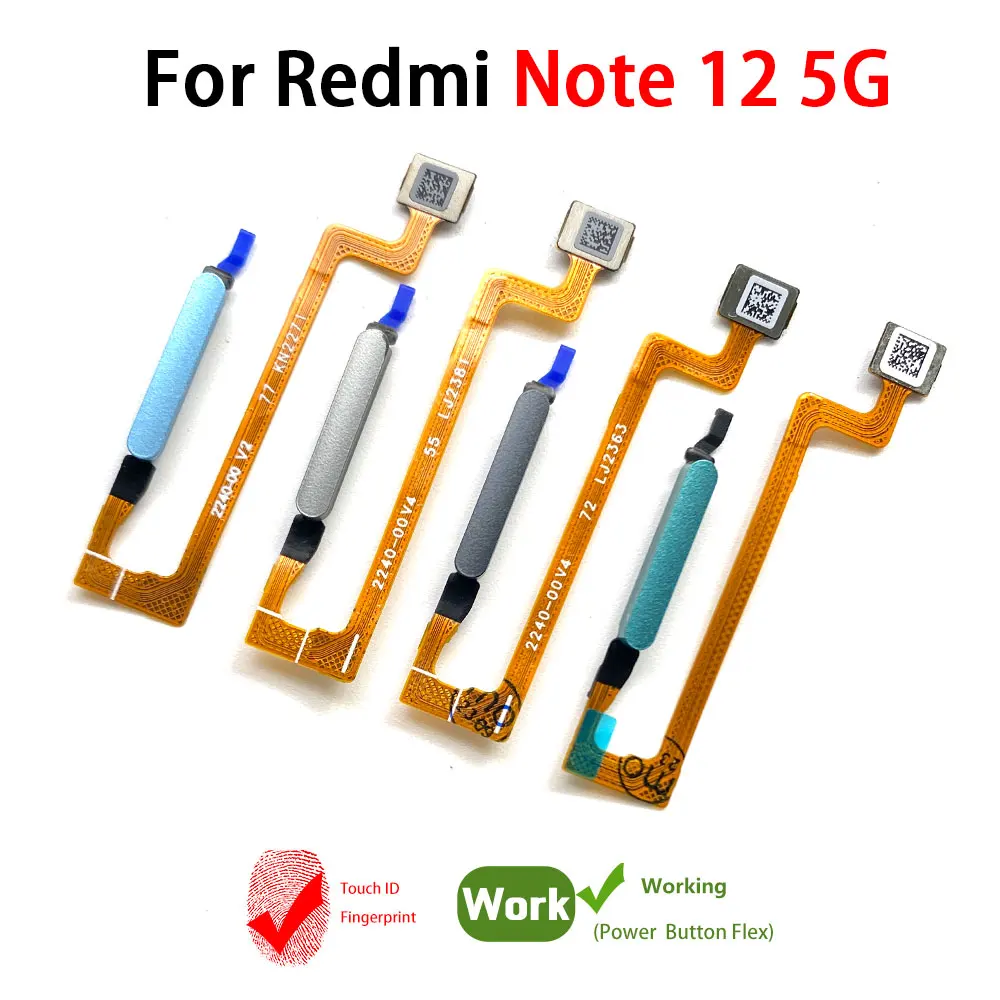 NEW Tested Power Home Button Menu Return Key Fingerprint Touch ID Recognition Sensor Cable For Xiaomi Redmi 12C Note 12 4G 5G