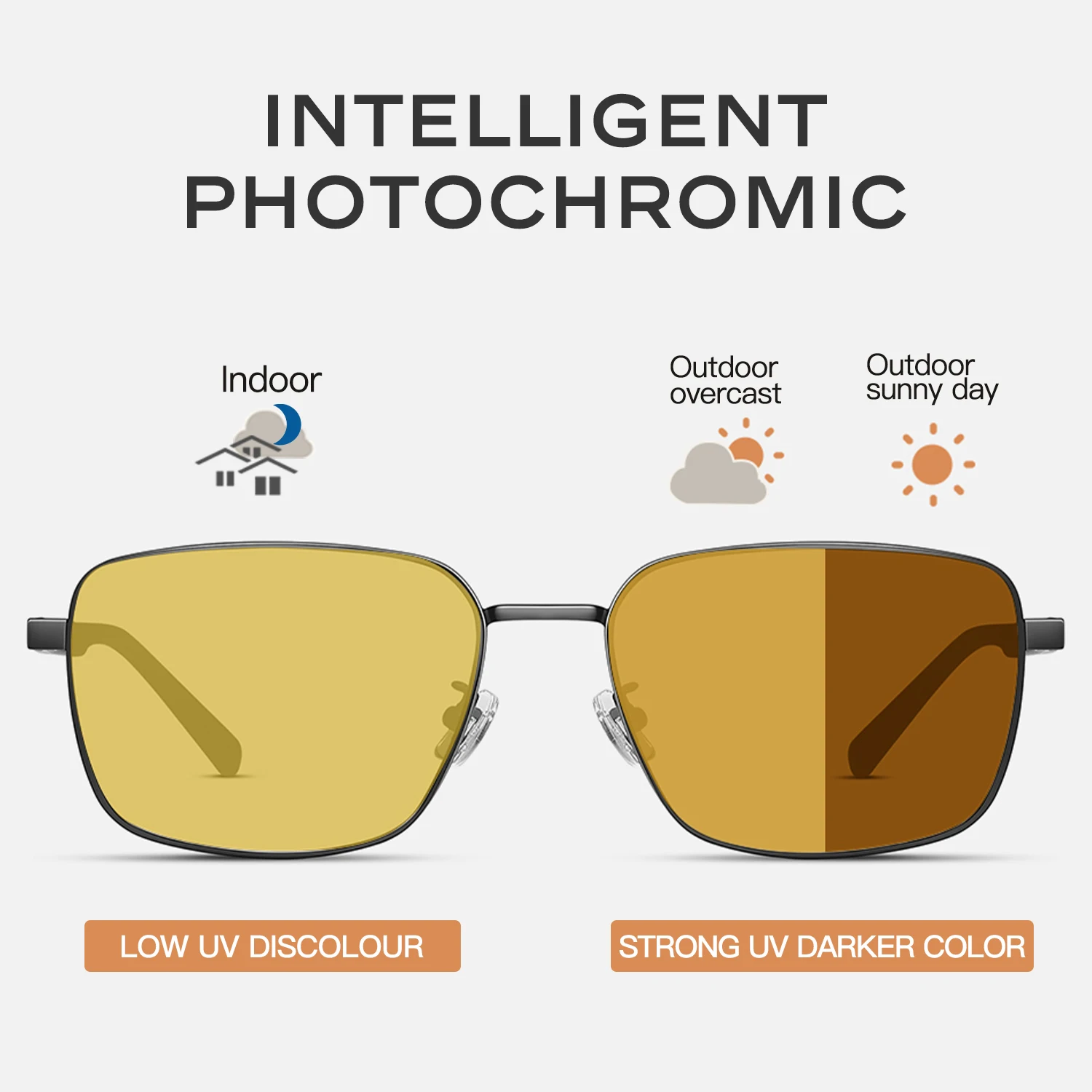 CAPONI Night Vision Sunglasses Men Outdoor Driving Photochromic Square Sun Glasses UV400 Brand Designer Brown Shades BSYS24704