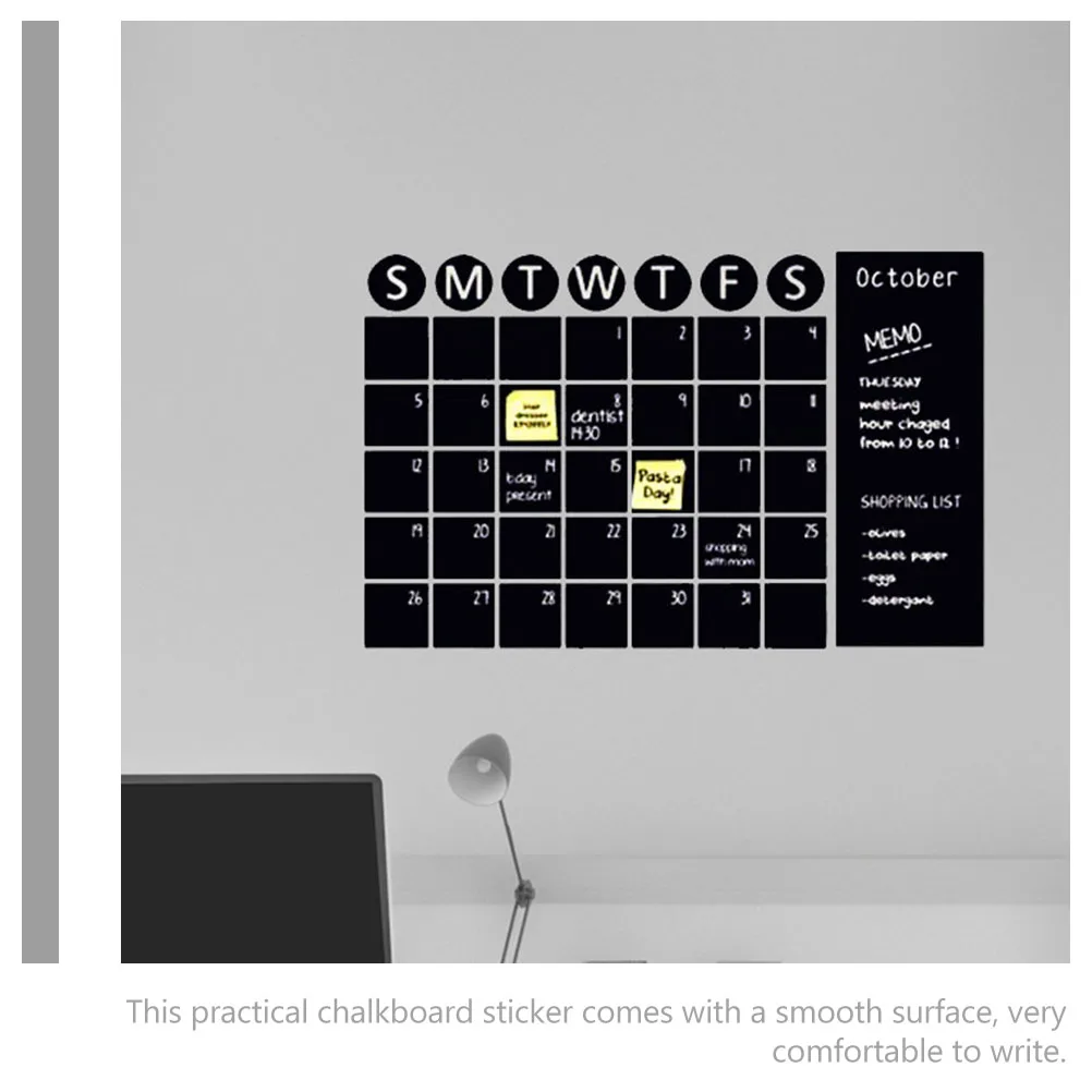 1 Sheet Removable PVC Blackboard Wall Sticker Practical Writable Removable Plan Sticker for Home Office Wall Planner