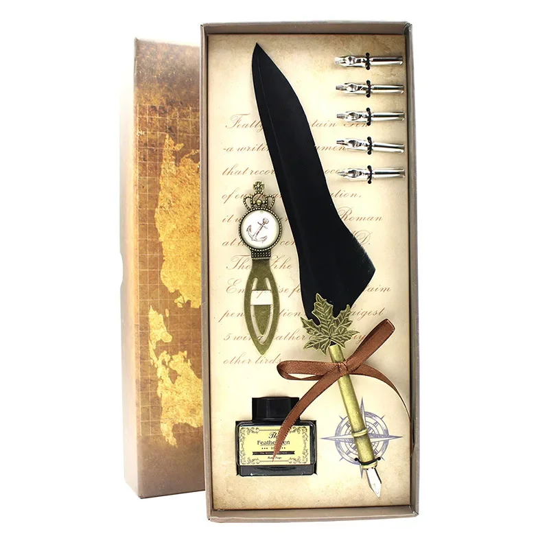 

Перьевая ручка в стиле ретро, набор в европейском стиле, подарок на день Святого Валентина, школьные принадлежности, авторучки, канцелярские принадлежности