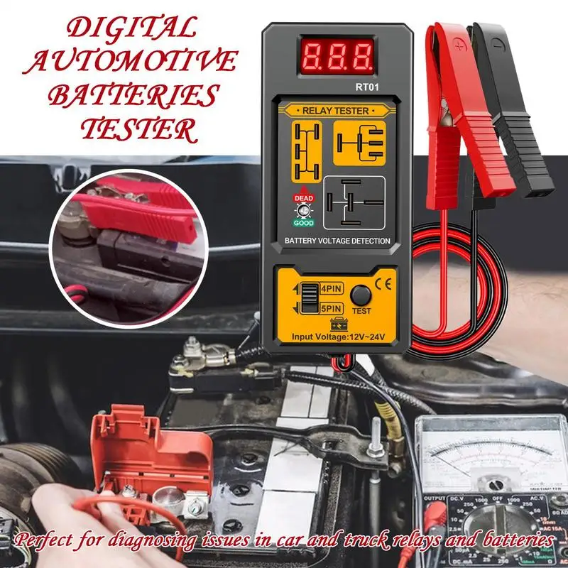 

Car Battery Load Tester Car Battery Voltmeter Professional 12V/24V Diagnostic Scanner For Vehicle Truck Yachts Road Trip