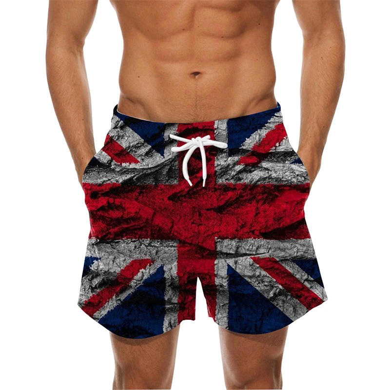 Vintage 3D British Flag Print Beach Shorts Men\'s Summer Loose Fashion Swimwear Pants Women Kid Casual Hawaii Vacation Y2k Trunks