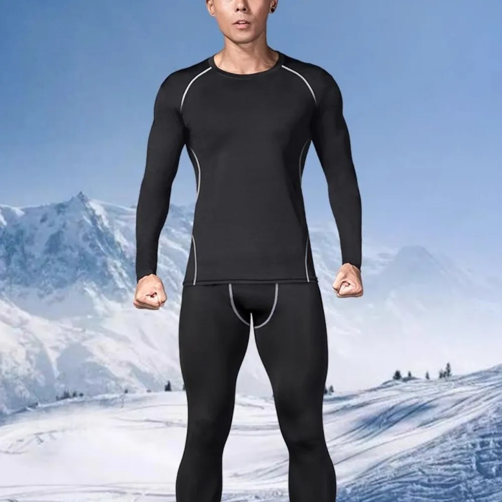 2 قطعة مجموعة التجفيف السريع الرجال التزلج ملابس اخلية حرارية ضيقة مطاطا الصوف اللياقة البدنية دعوى لينة مريحة القمم فستان أطفال مع سروال داخلي
