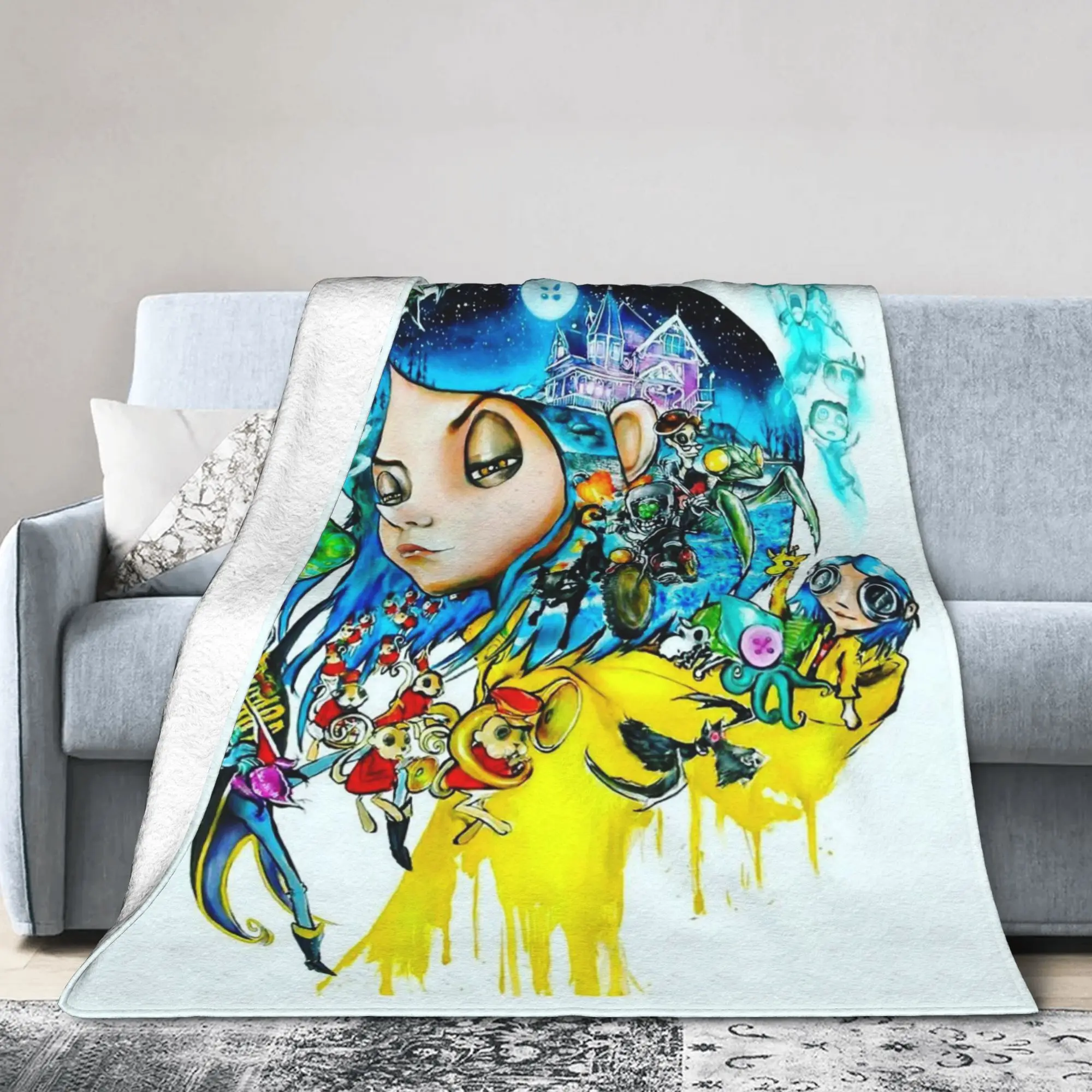 

Одеяла Coralines Jones, флисовое летнее одеяло с кондиционером, теплое одеяло с секретной дверью в стиле фэнтези для дома, автомобильное одеяло