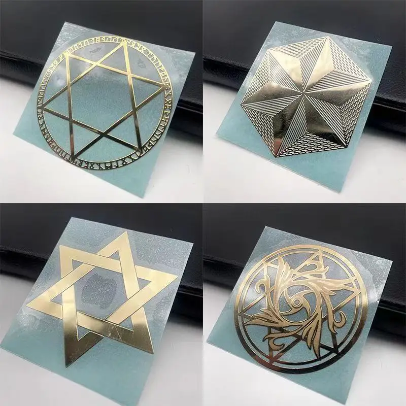 Kreative geometrische Matrix Figur Six Mountain Star Handy Metall Aufkleber Auto Aufkleber Computer Gehäuse Aufkleber