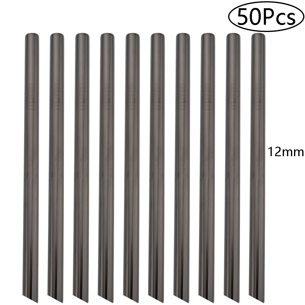 

50Pcs 18/10 Stainless Steel Straw Black Reusable Eco Friendly Straw Sharp Drinking Straw for Bubble Tea Smoothie Juice Milkshake