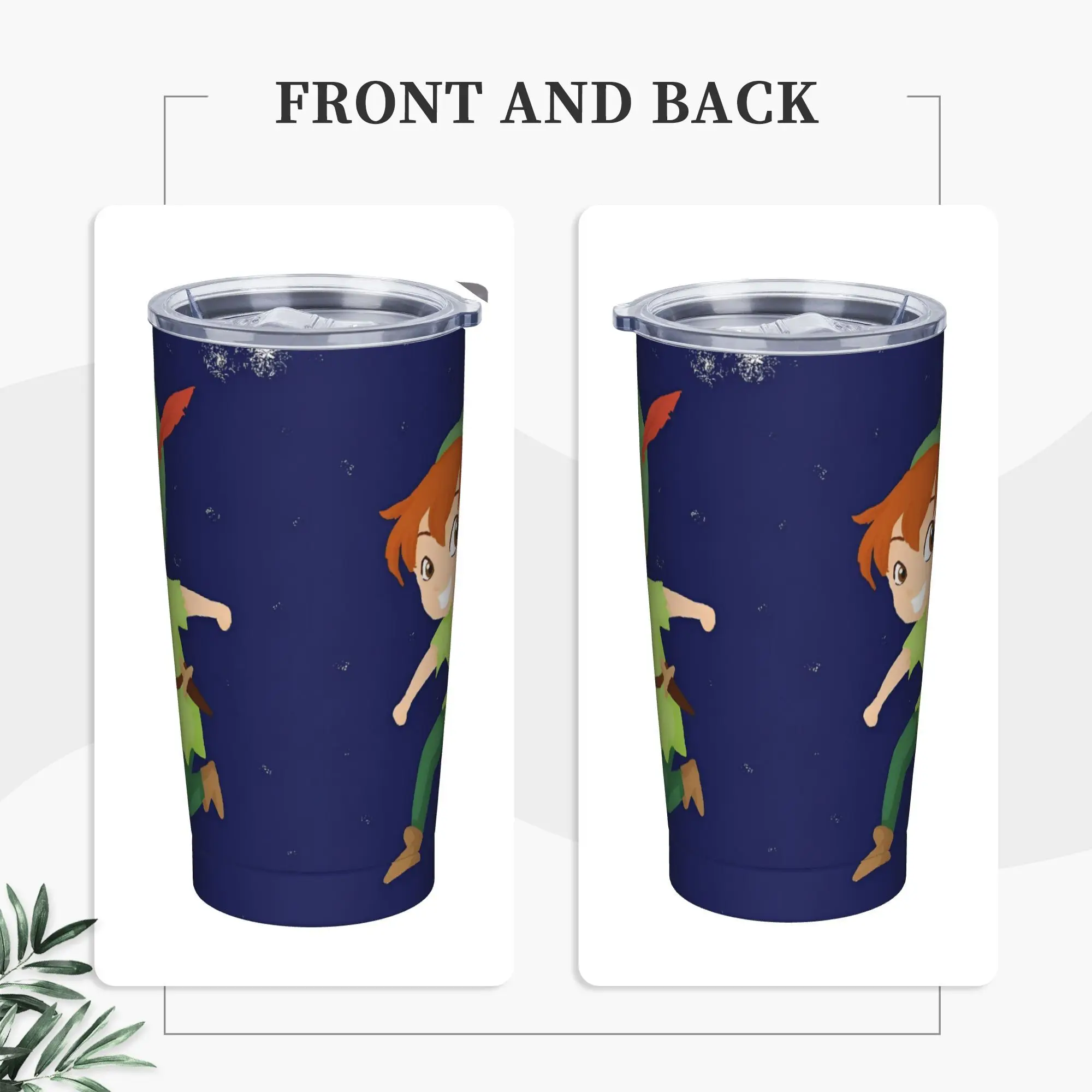 

Stainless Steel Tumbler Peter Pan Car Mugs With Straws Cartoon Driving Cold and Hot Water Bottle Portable 20oz Thermal Cups