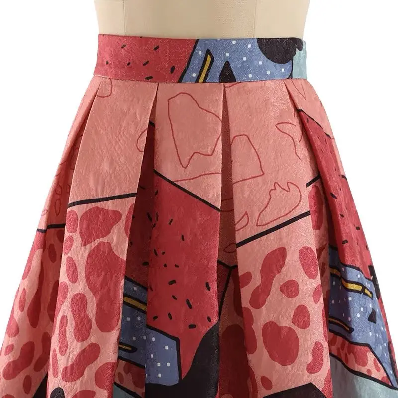 2024 New Colorful Animal Printed Puff Skirt for Women's Spring Clothing, New Half length Skirt, High Waist Skirt