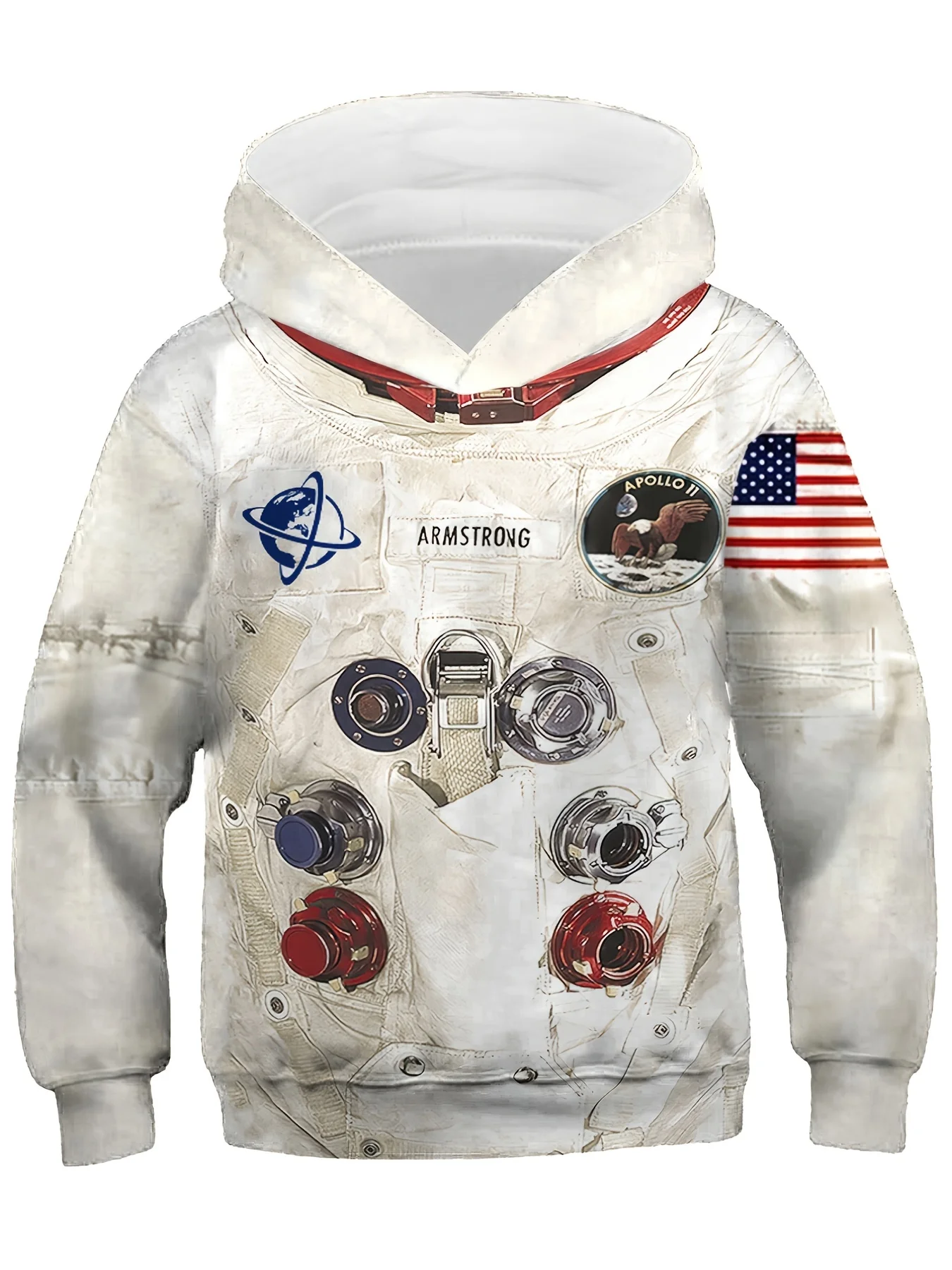 3D-gedruckter Kinder-Hoodie mit Armstrong-Muster, geeignet für Spiele, Schule und Freizeitkleidung in Frühlings- und Herbstsaison