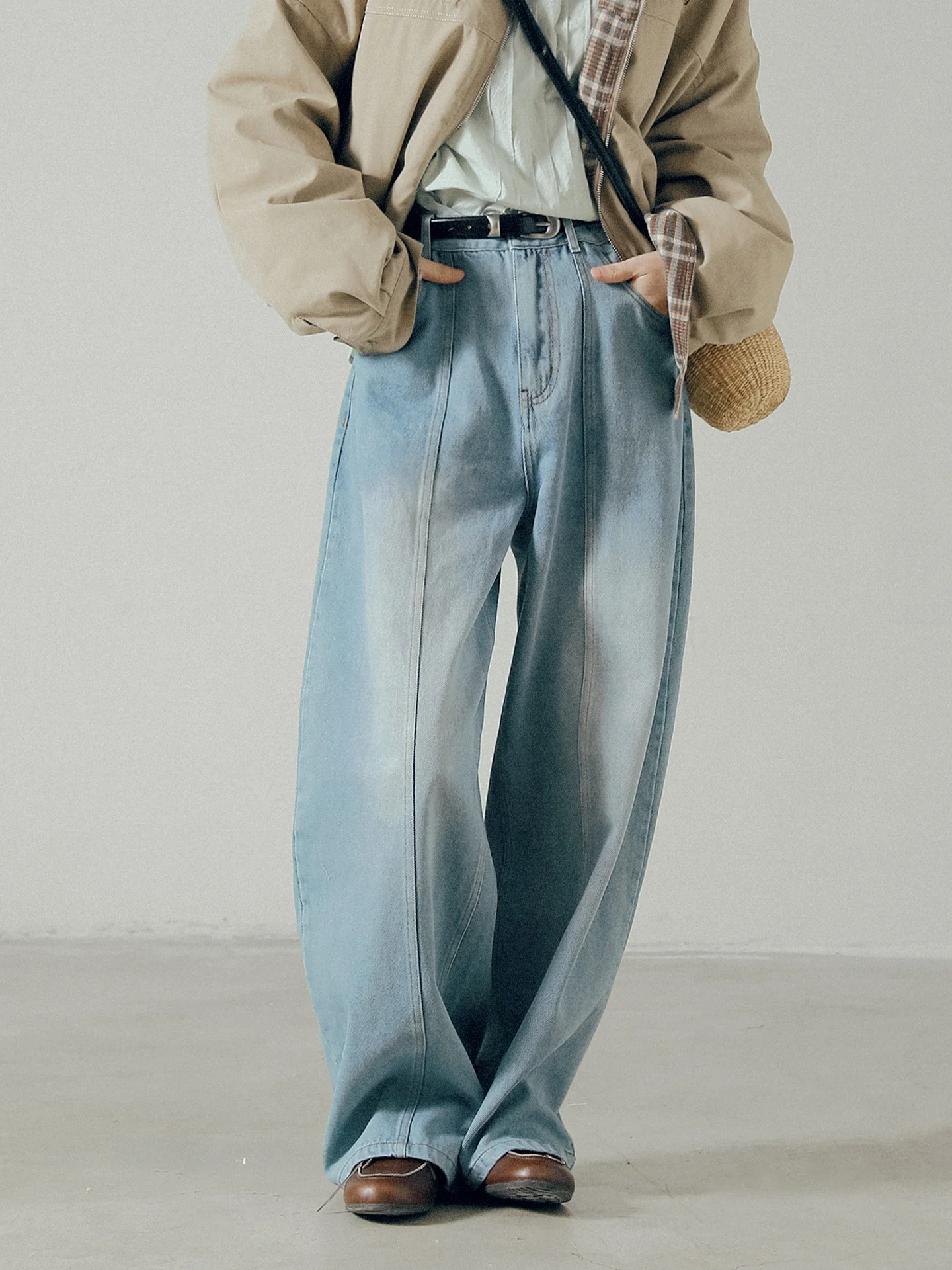 

High Waist Wide Leg Denim Jeans Women's Loose Straight Cut Blue Jeans Spring Season Cotton Blend Comfortable Straight Tube Pants