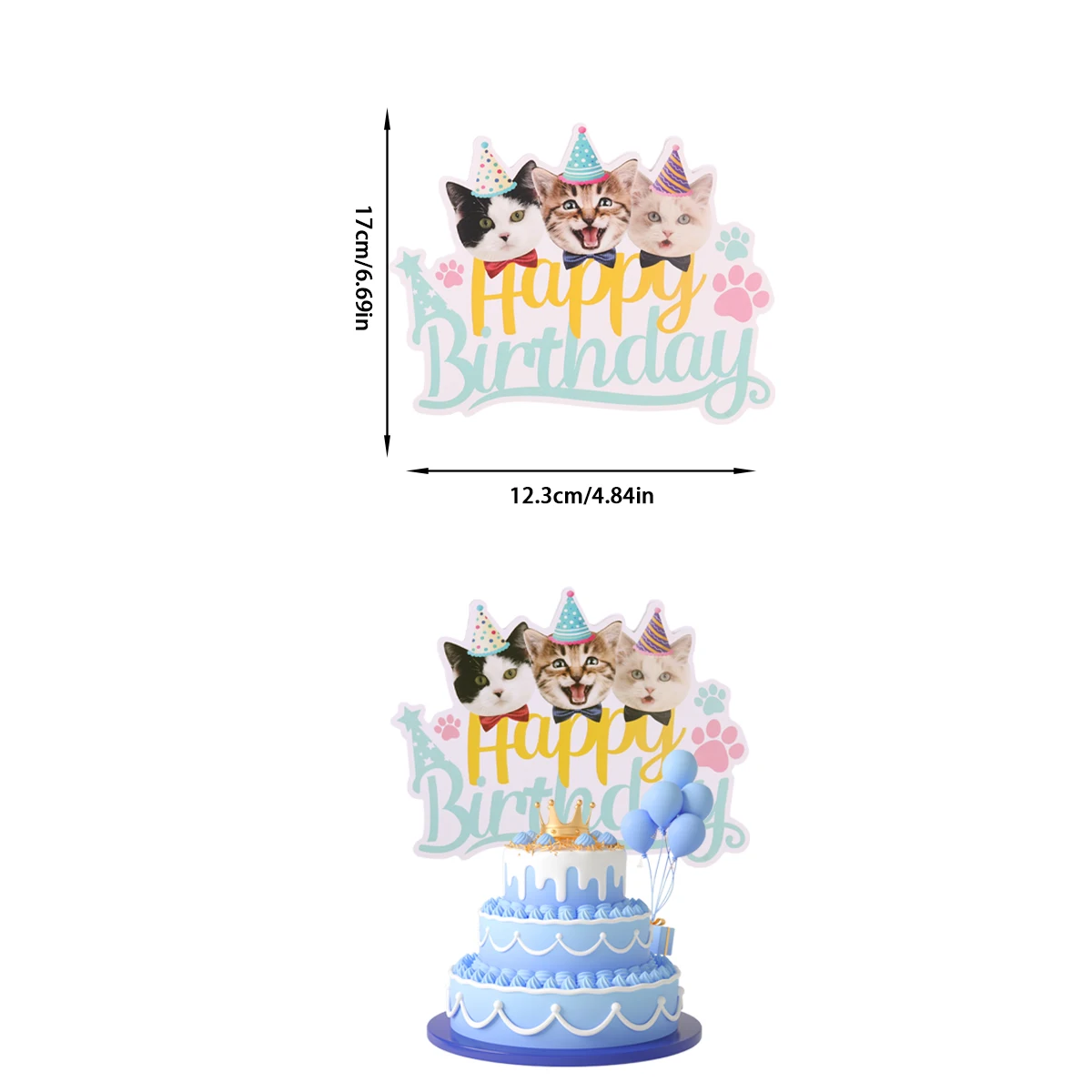 1set Cute Cat Cupcake Toppers Cats Face Cake Topper Pet Theme Cake Decorations Picks Cat Themed Birthday Party Favors Supplies