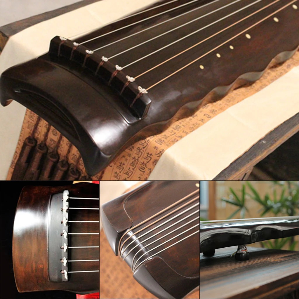 

LOOK Handmade Guqin Luo Xia Style Beautiful Shape Qixian-qin 7 Strings Old Paulownia Natural Lacquer Zither For Beginner Player