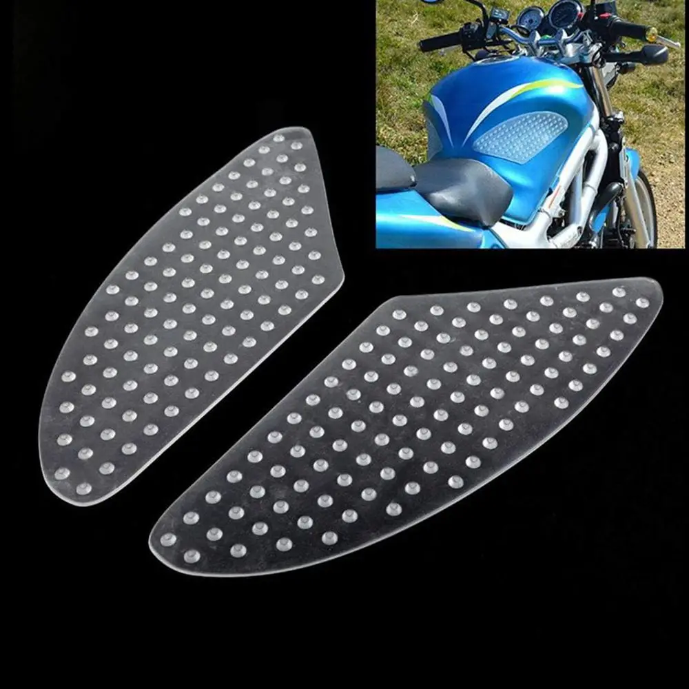 Universal Motorcycle Tank Pad Gas Tank Traction Pads Fuel Tank Grips Side Stickers Knee Grips Protector Decal Transparent