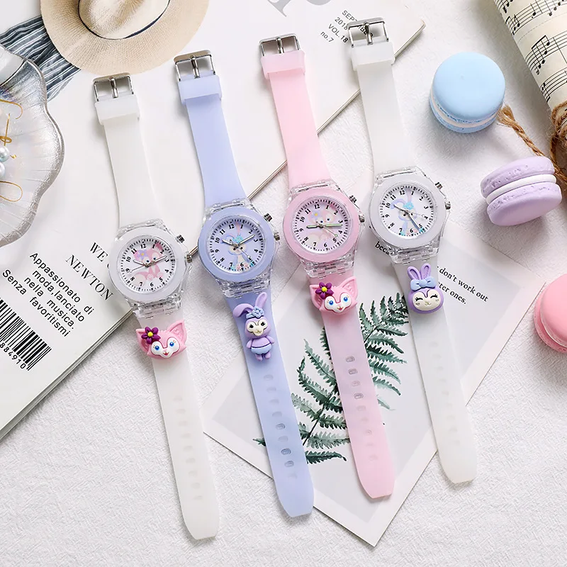 3D Mickey Mouse Children Watches Girls Color Light Source Silicone Minnie Kids Watch Ladies Quartz Clock Gifts Relogio Feminino