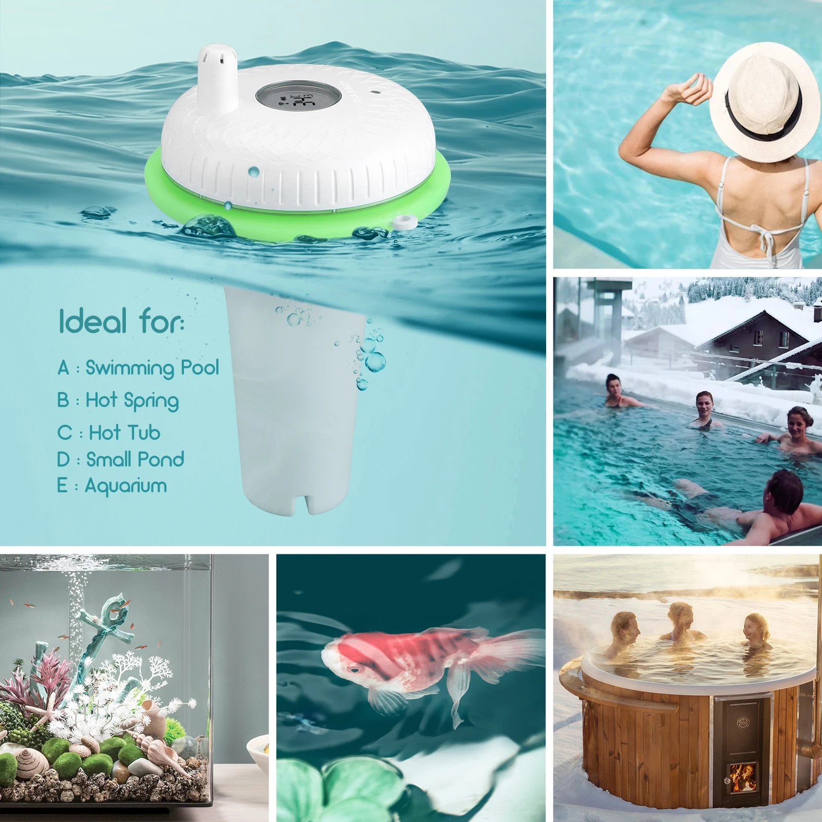 INKBIRD 2nd-Gen Wireless Pool Thermometer with IBS-M2 Wifi Gateway Combo Waterproof Digital Floating Thermometer for Spa Pond