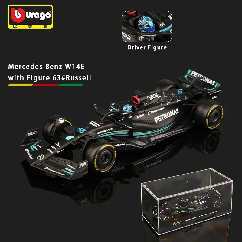 Bburago 1:24 W14 2023 44 #   Equipe Hamilton Mercedes-Amg Petronas F1 # 63 Veículos de competição modelo de carro fundido em liga Russell