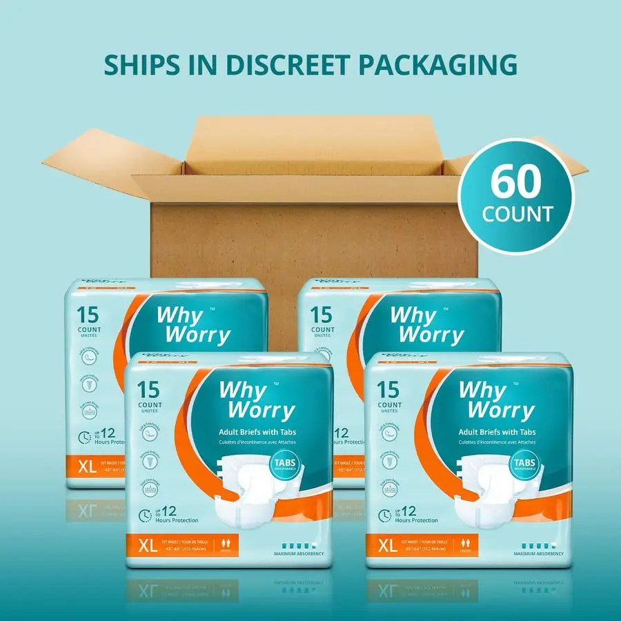 Adult Diapers with Tabs, Disposable Incontinence Briefs for Women amp Men with Maximum Absorbency, Adult Briefs for Incontinence
