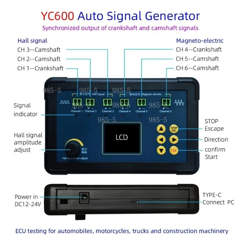 Update YC600 Six-Channel Auto Signal Generator ECU Repair Tester Crankshaft Camshaft Sensor Simulator