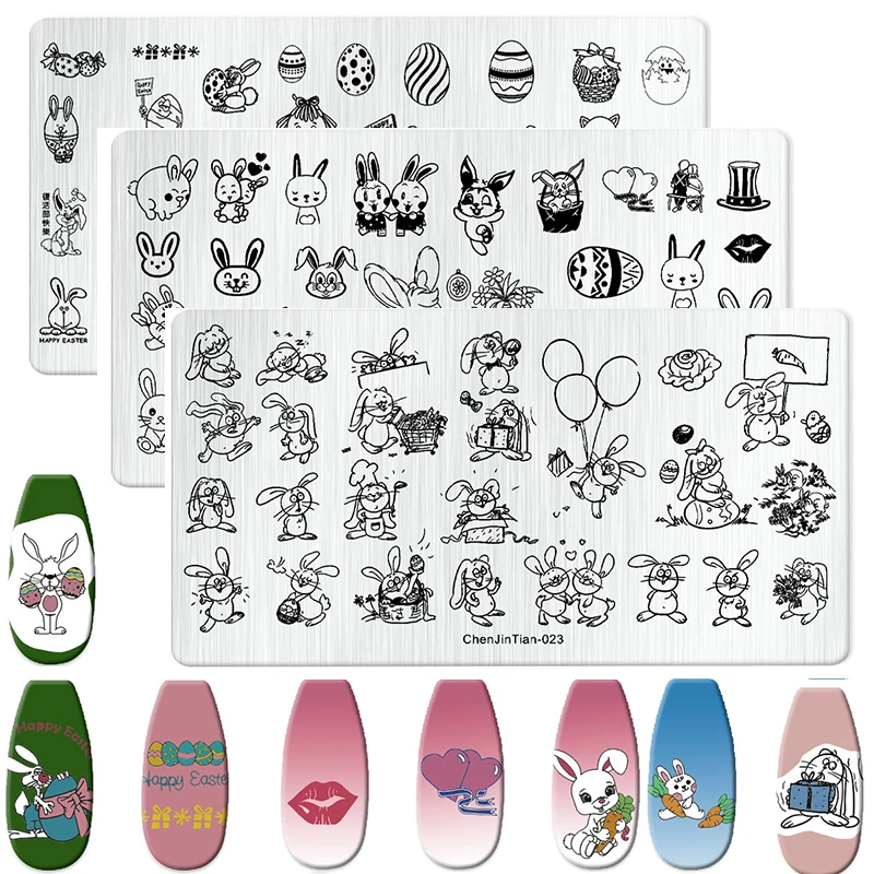 New Stamping Template Easter Rubbit Image Nail Stamping Plates Heart Mouse Candy Basket Easter Nail Template Print Stencil Plate