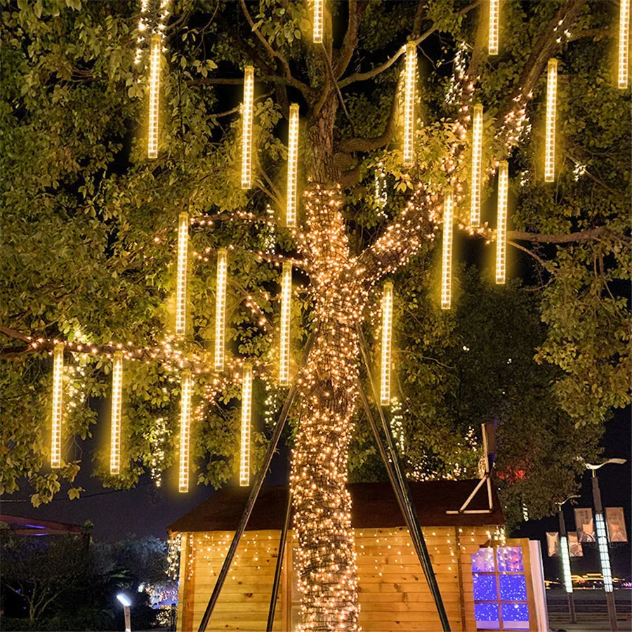 Tirvose-Guirxiété Lumineuse LED en Forme de Goutte de Pluie, Effet Pluie de Météores, Décoration de Noël, Mariage, 50/30cm