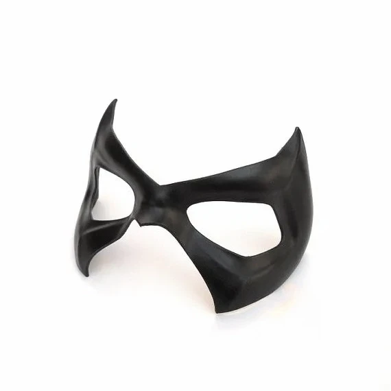Halloween Carnival Mask Props Cowhide Men Black Masquerade Masks Real Leather Party Bar Cosplay Costume High Quality